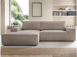 Rohová sedací souprava Fiorina M, béžová strukturovaná látka, levý roh