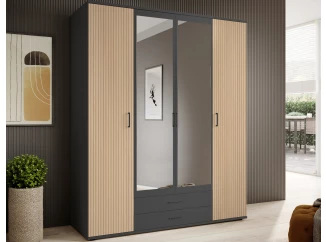 Šatní skříň Laurie, 159 cm, grafit/dub