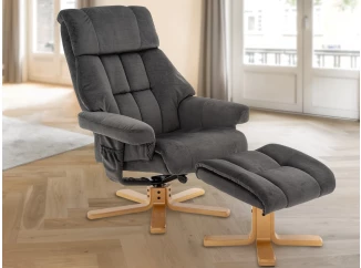 Relaxační křeslo s taburetem Merita, antracitová látka