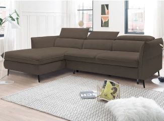 Rohová sedací souprava Mango, blátivá hnědá látka, levý roh