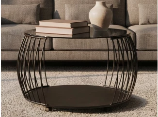 Kulatý konferenční stolek Shanghai, 80 cm, černý/šedý