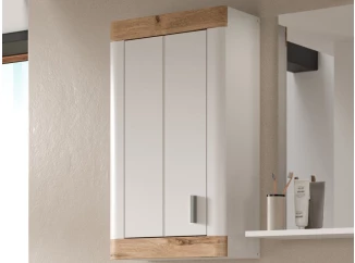 Závěsná koupelnová skříňka Laredo, 45 cm, bílá/dub nox