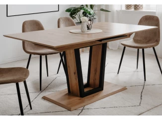 Rozkládací jídelní stůl Laria 160x90 cm, dub artisan/černý