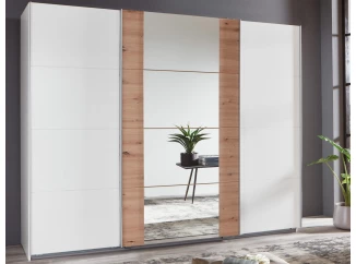 Šatní skříň Bern, šířka 270 cm/výška 208 cm, bílá/dub artisan