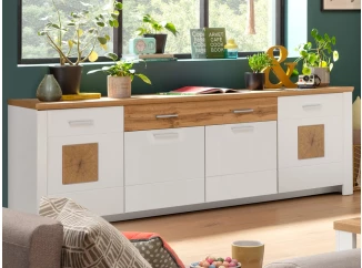 Široká komoda Matera, 220 cm, starý dub/bílá