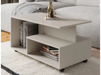 Konferenční stolek na kolečkách Astor, béžová kašmír