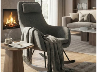 Houpací křeslo Galileo, středně šedá tkanina