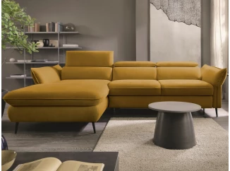 Rohová sedací souprava Mango, hořčicová žlutá látka, levý roh