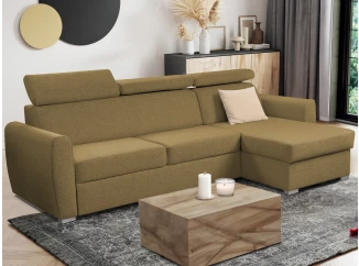 Rohová sedací souprava Mistic, žluto-hnědá látka