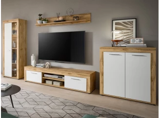 Obývací stěna Jana, dub wotan/bílá