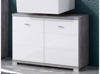 Koupelnová skříňka pod umyvadlo Pool, šedý beton/bílý lesk