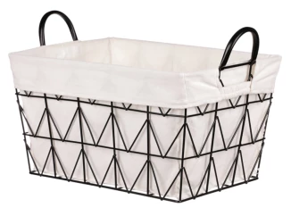 Úložný košík 45x26 cm, kov/látka