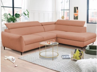 Rohová sedací souprava Othello, lososová látka, pravý roh