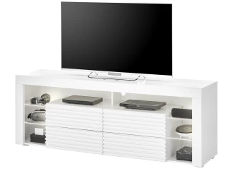 TV stolek Goal, bílý/lamely, s osvětlením