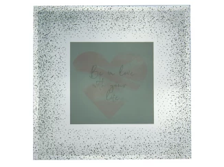 Fotorámeček skleněný 10x10 cm, stříbrný třpytivý