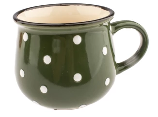 Hrnek chalupářský s puntíky, 230 ml, zelený