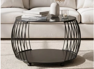 Kulatý konferenční stolek Shanghai, 60 cm, černý/šedý