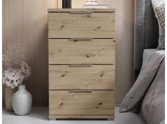 Noční stolek/skříňka se 4 zásuvkami Smilla, výška 79 cm, dub artisan