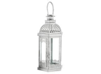 Kovová lucerna Aloha 44 cm, bílá antik