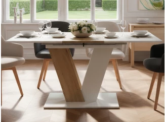 Rozkládací jídelní stůl Siena 110x70 cm, bílý/dub artisan