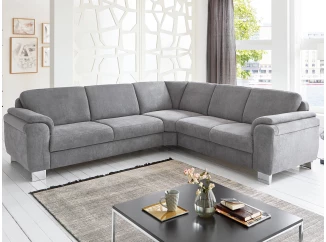 Rohová sedací souprava Omaha, šedá látka, bez funkcí