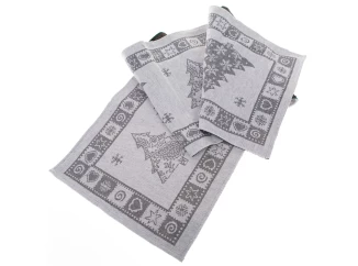 Vánoční běhoun na stůl Stromeček 33x140 cm, šedý