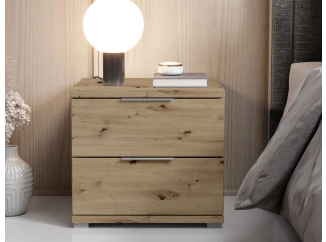 Noční stolek se 2 zásuvkami Smilla, výška 43 cm, dub artisan