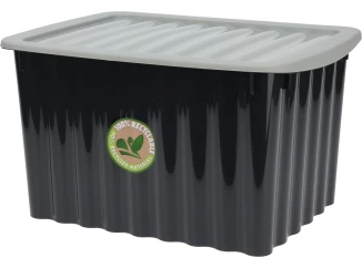 Úložný box s víkem 40x23 cm, černý, recyklovaný plast