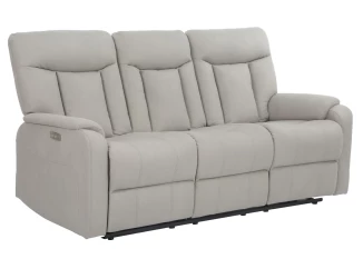 Trojmístná pohovka s elektrickým polohováním Fiona, světle šedá látka