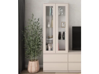 Vysoká vitrína Carlos, béžová kašmír, šířka 70 cm