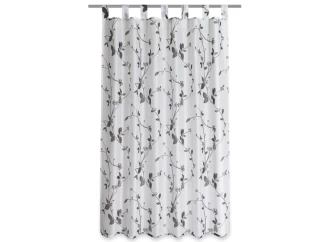 Závěs Roma 140x160 cm, lístky, šedo-bílý