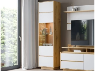 Vysoká vitrína Foggia, 59 cm, dub artisan/bílá