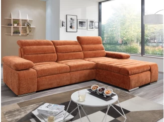 Rohová sedačka Kornelia, terakota strukturovaná tkanina, pravý roh