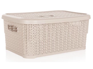 Úložný košík 6 l, krémový, ratanový vzhled