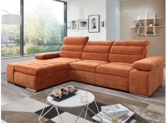 Rohová sedačka Kornelia, terakota strukturovaná tkanina, levý roh