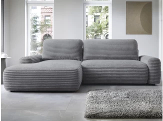 Rohová sedačka Cord, dýmově šedá strukturovaná látka, levý roh