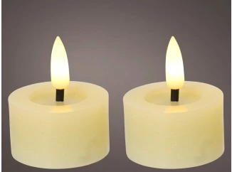 LED čajová svíčka (2 ks) Lumineo 4,4x5,2 cm, krémová vosková