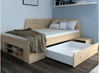 Úložná postel se zástěnou Junior 120x200 cm, dub sonoma