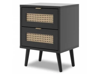 Noční stolek Vienna, černá/výplet