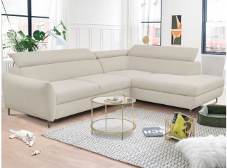 Rohová sedací souprava Othello, světle béžová látka, pravý roh