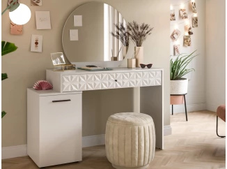 Toaletní stolek se zrcadlem Prismo, bílý