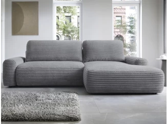 Rohová sedačka Cord, dýmově šedá strukturovaná látka, pravý roh