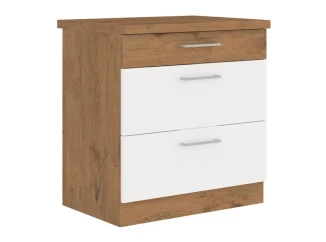 Dolní kuchyňská skříňka Vigo 80D3S,dub lancelot/bílý lesk, šířka 80 cm