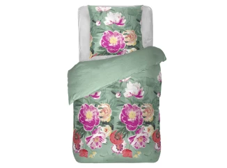 Povlečení Gloria 140x200 cm, květinové zelené, bavlněný satén