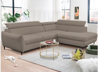 Rohová sedací souprava Othello, světle hnědá látka, pravý roh