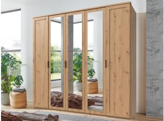Šatní skříň Nadja, 225 cm, dub artisan/zrcadlo