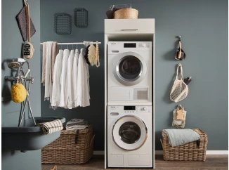 Skříň na pračku a sušičku Mr. Sauber, bílá