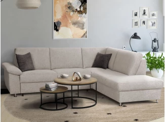 Rohová sedačka Vito Janur, šedo-béžová látka, bez rozkladu