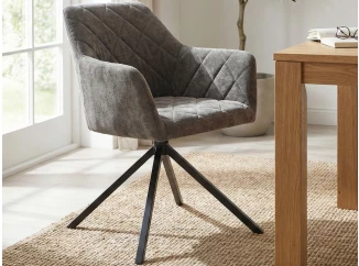 Otočná jídelní židle Patti, šedo-hnědá látka