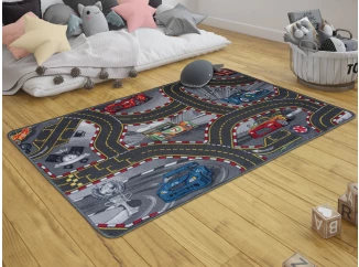 Dětský koberec Auta 100x150 cm, šedý